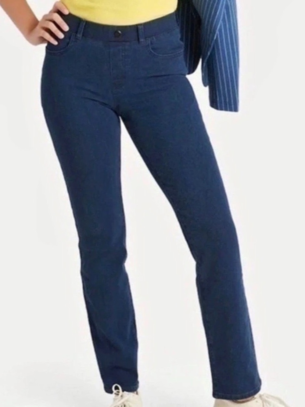 Betabrand Yoga Denim Jeans Straight Leg Blue Medium